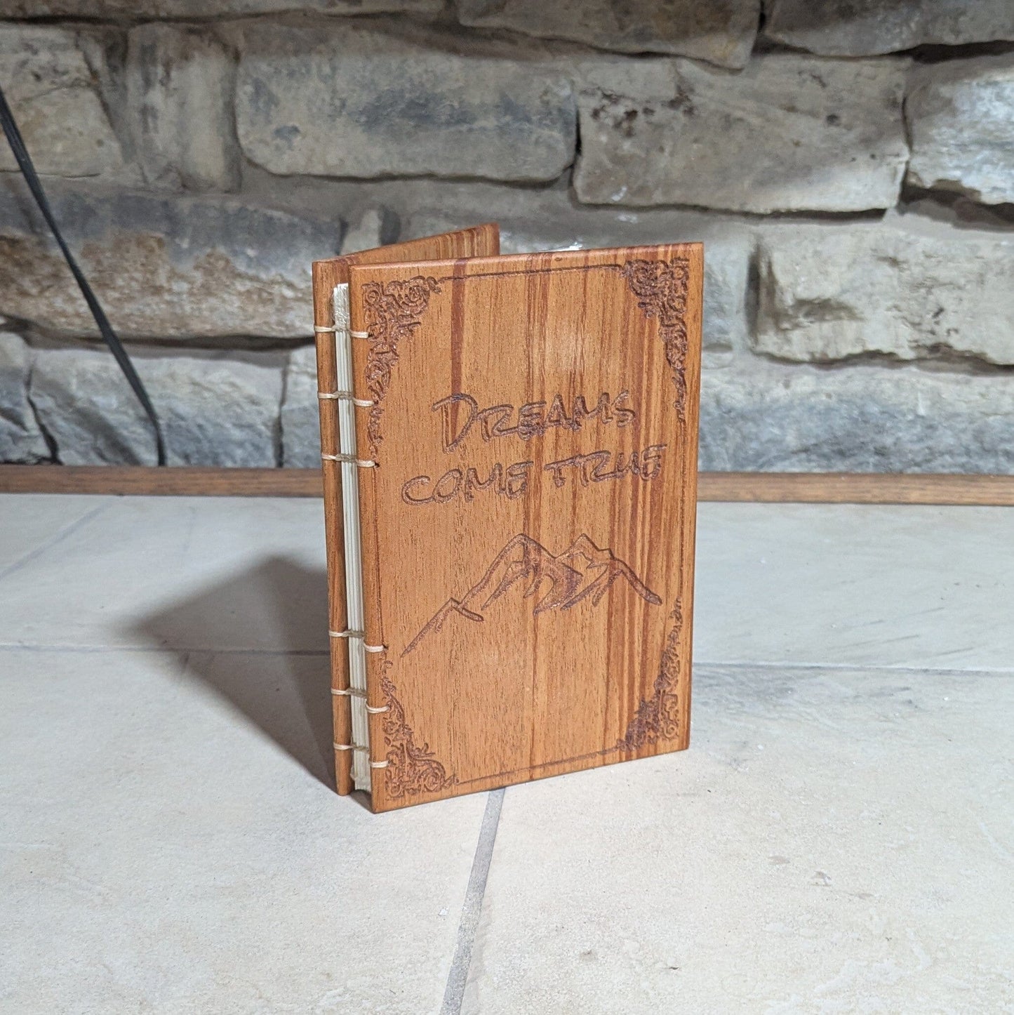 Personalized engraved journal, coptic stitched, personal diaries, wooden book, Mahogany Custom Carved Diaries, Guest Books, Journals and Notebooks 8th Line Creations 