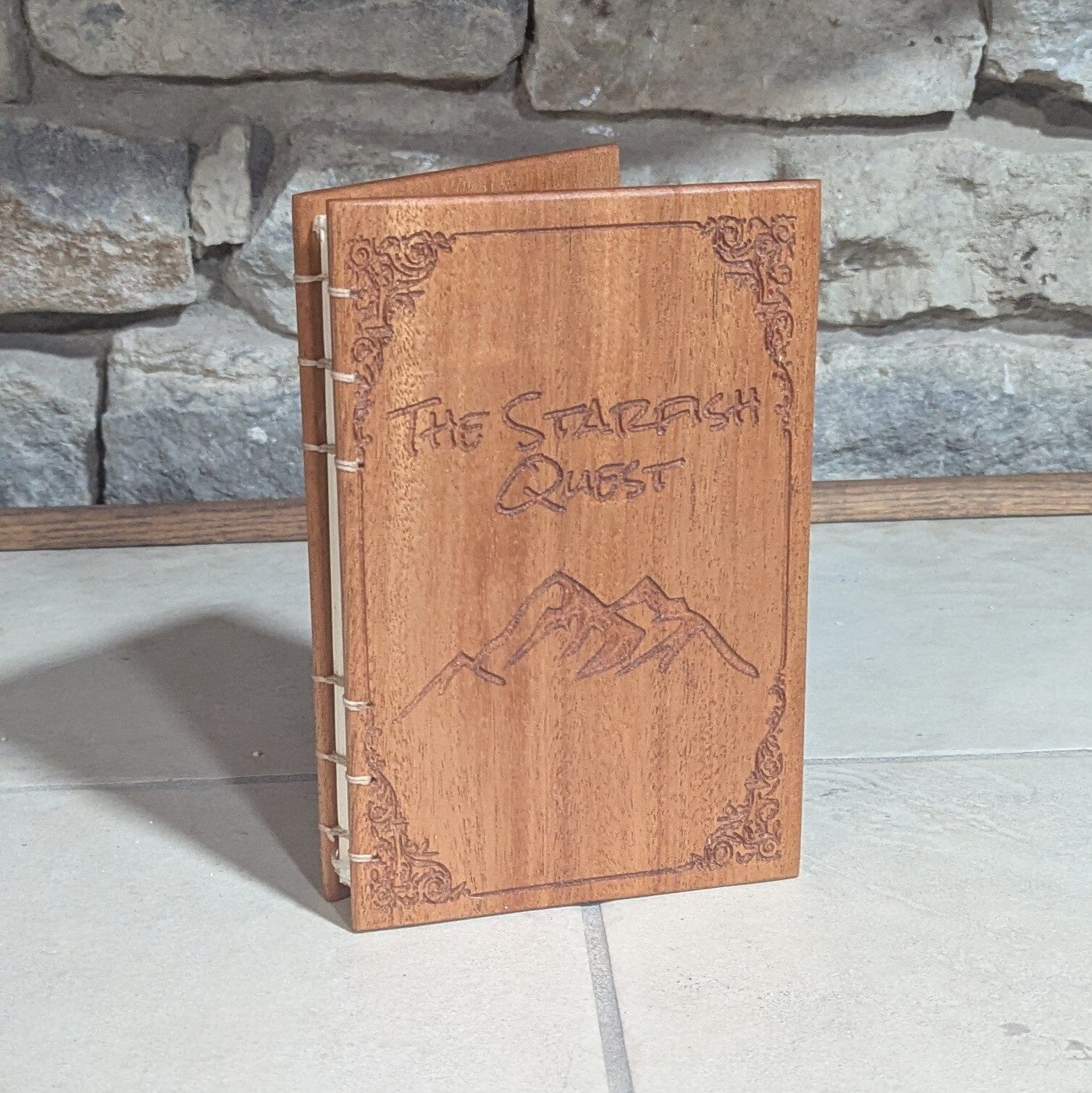 Personalized engraved journal, coptic stitched, personal diaries, wooden book, Mahogany Custom Carved Diaries, Guest Books, Journals and Notebooks 8th Line Creations 