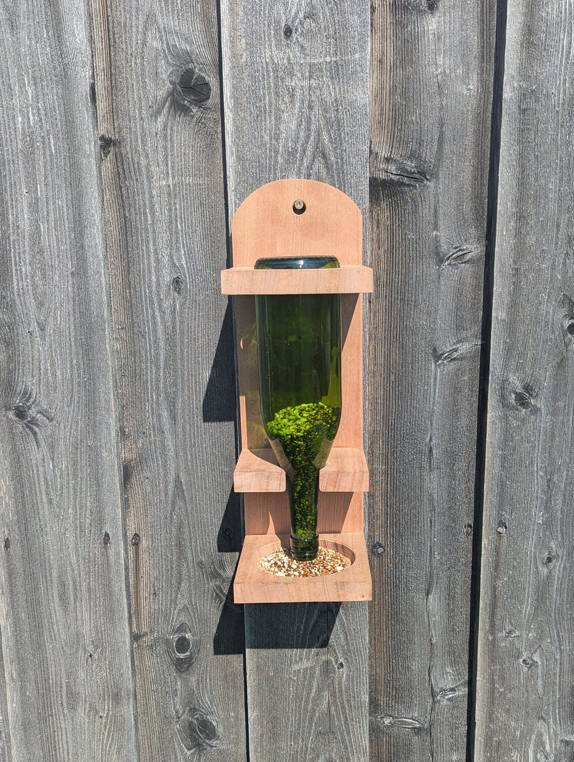 Unfinished mahogany wine bottle bird feeder Bird feeder 8th Line Creations 