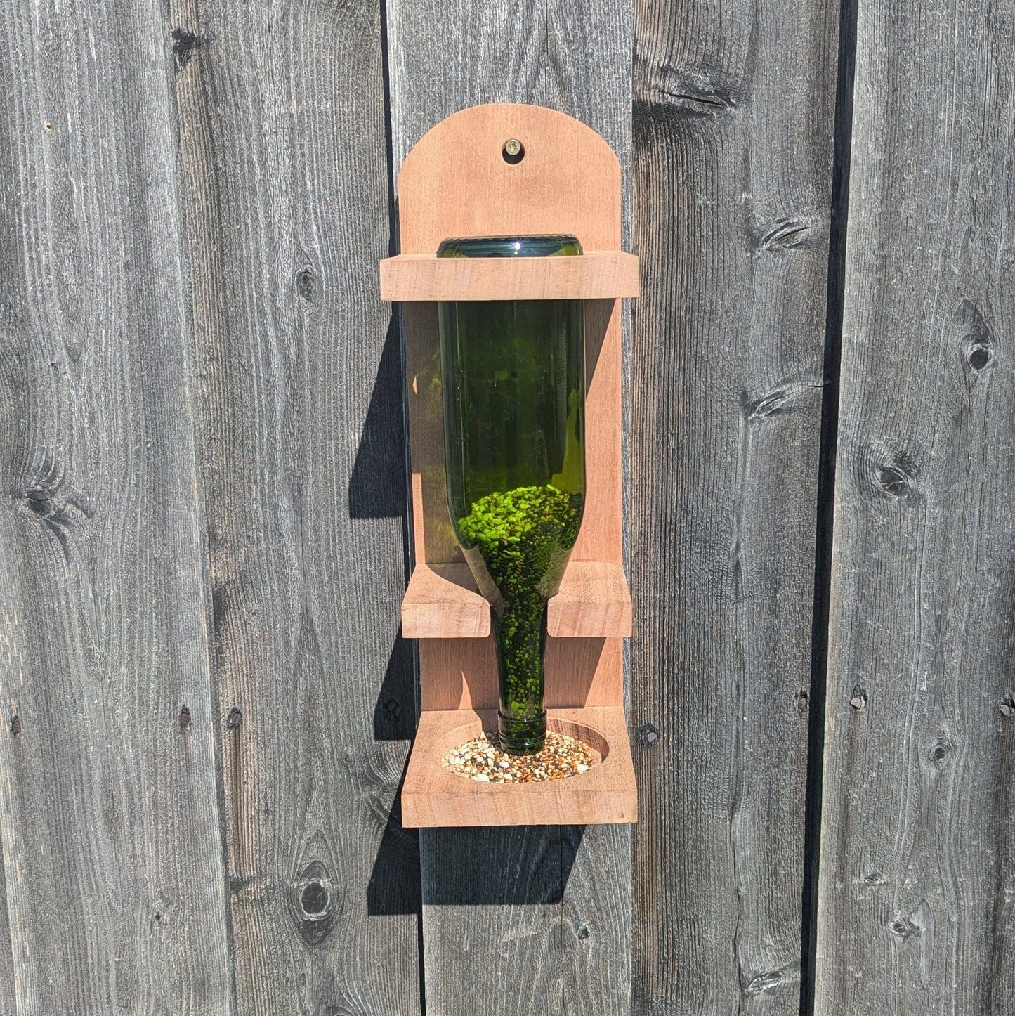 Unfinished mahogany wine bottle bird feeder Bird feeder 8th Line Creations 