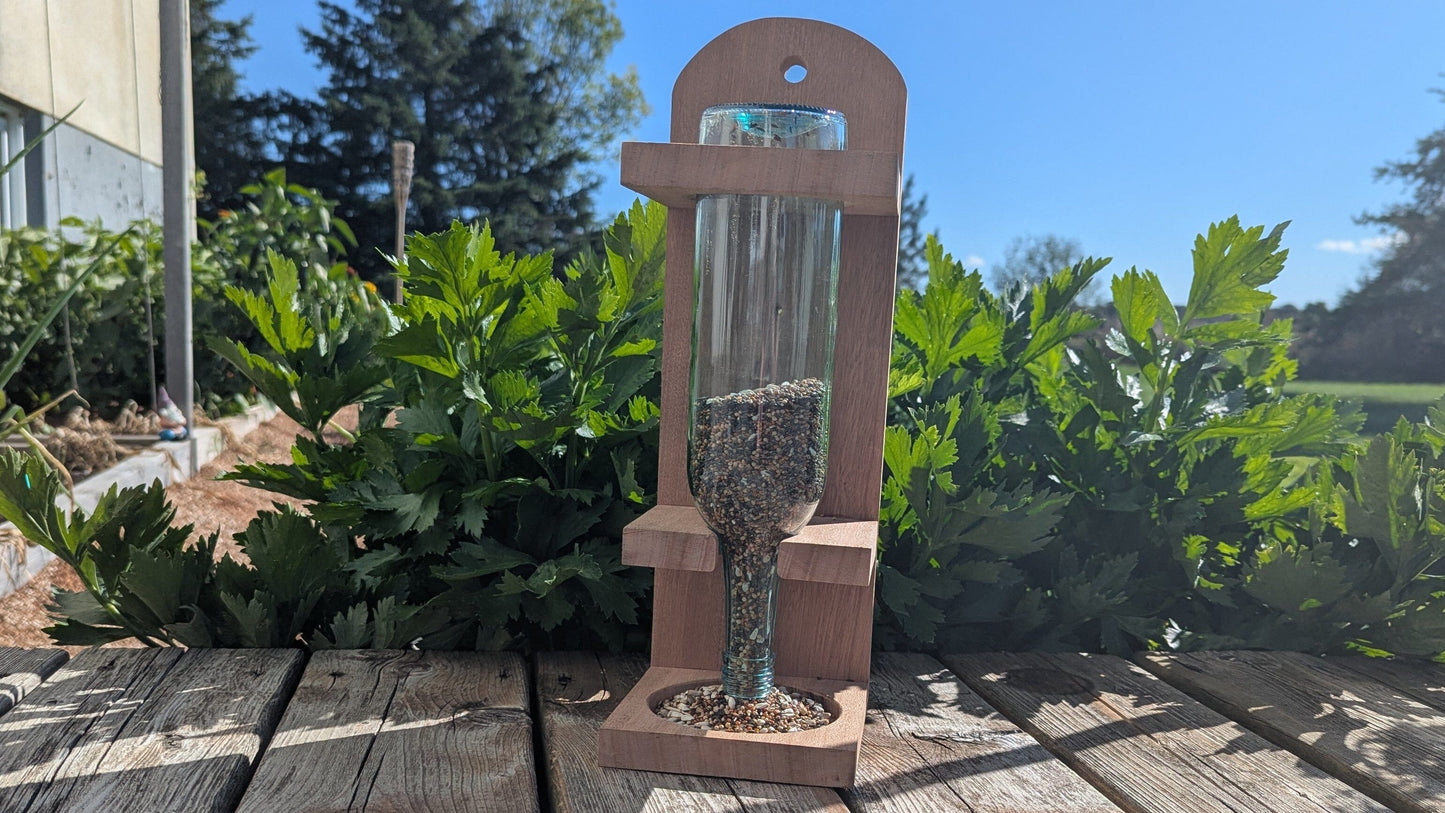Wine bottle bird feeder 8th Line Creations 