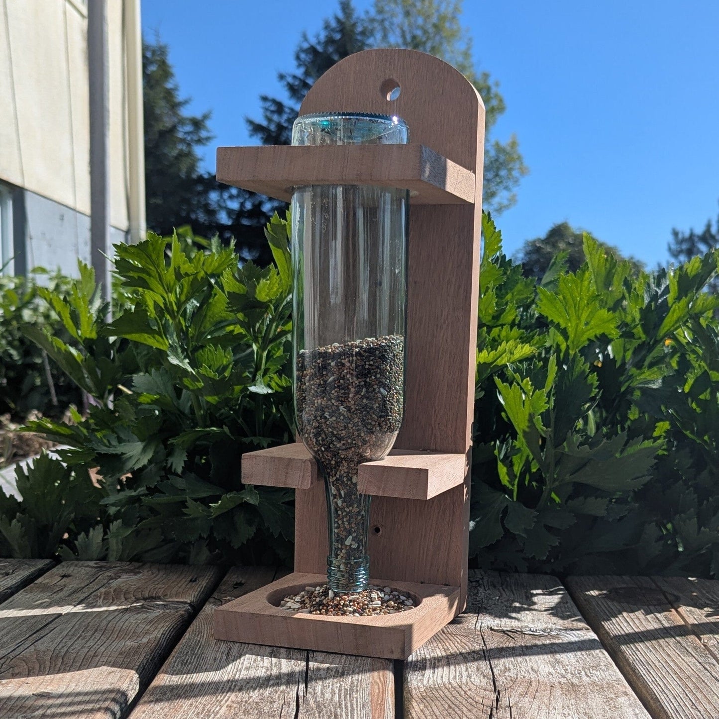 Wine bottle bird feeder 8th Line Creations 