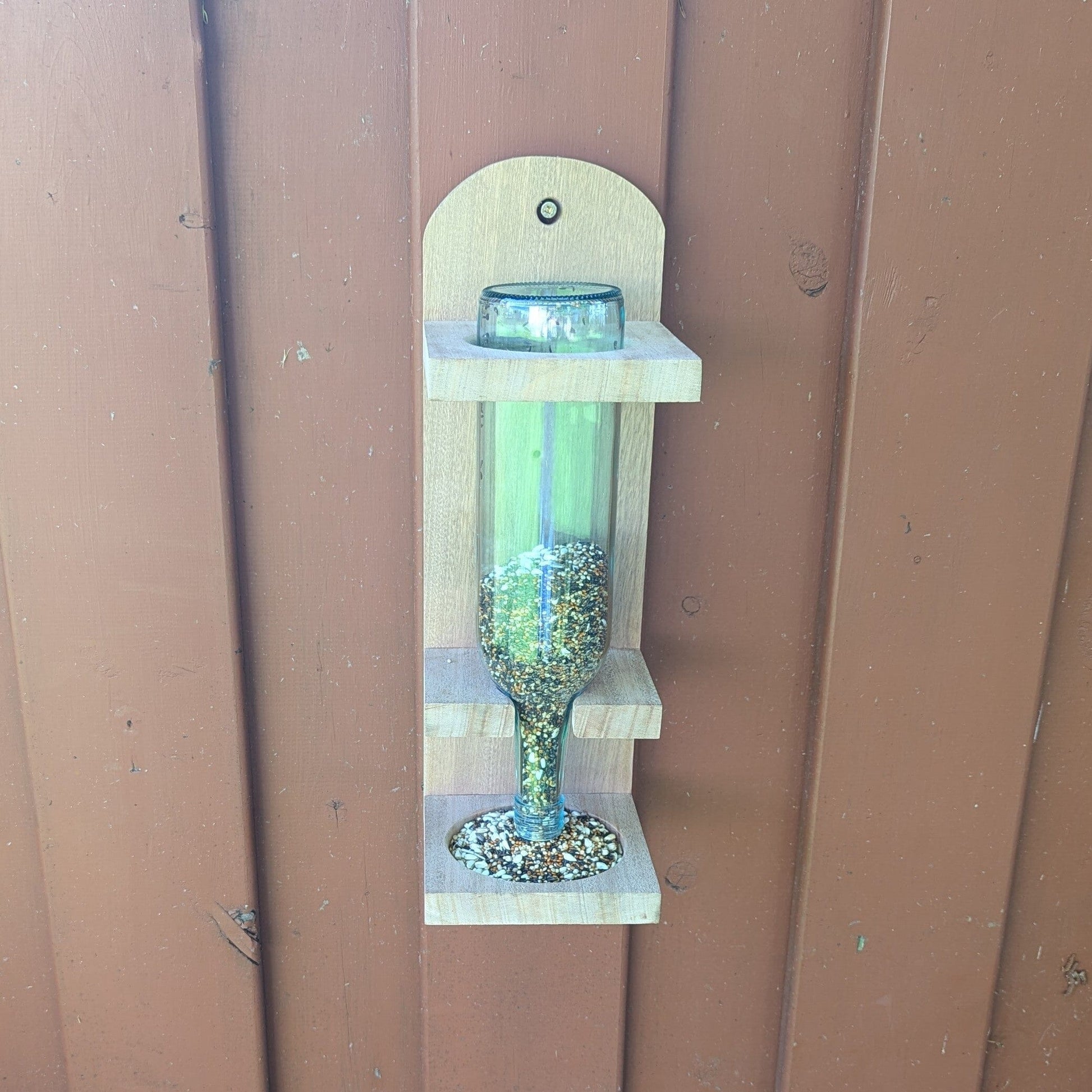 Wine bottle bird feeder 8th Line Creations 