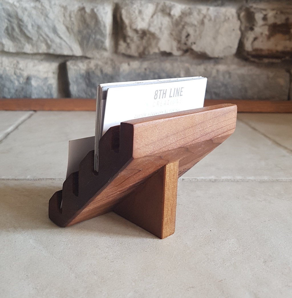 4 Card Business Card Holder - smoked poplar Business Card Holders 8th Line Creations 