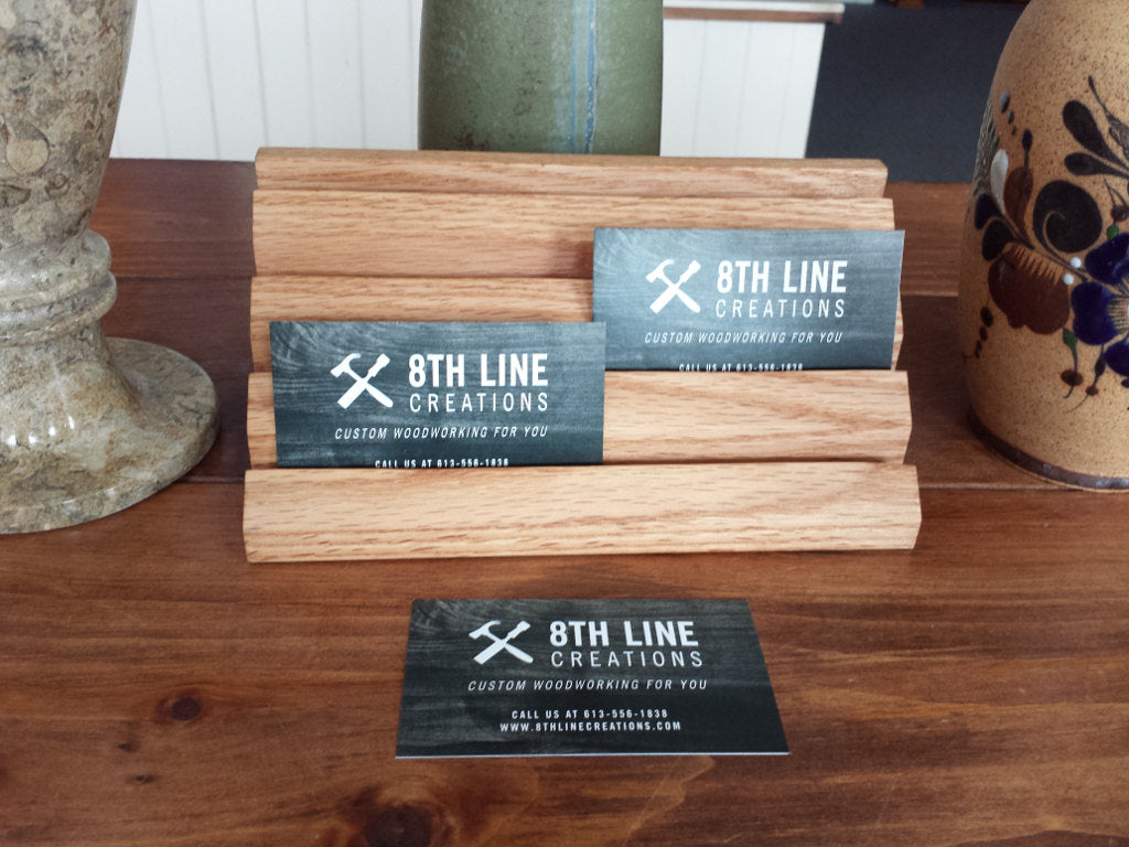 Wooden 8 Card Business Card Holder - Red Oak Business Card Holders 8th Line Creations 