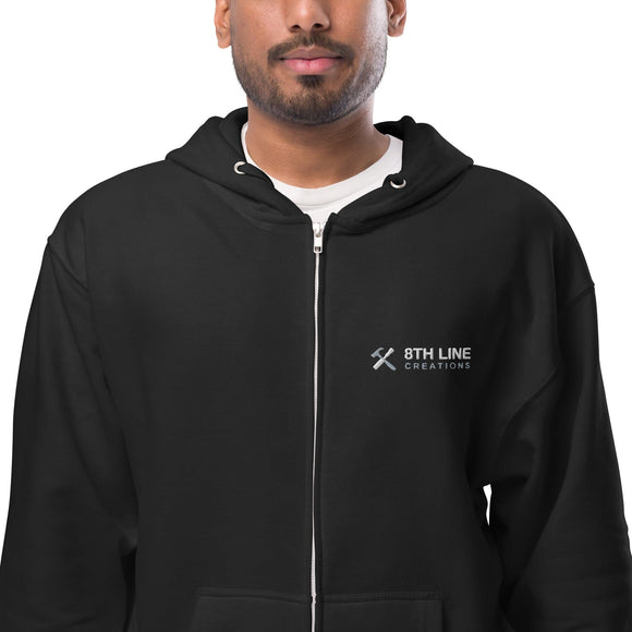 8th line Unisex fleece zip up hoodie 8th Line Creations Black S 