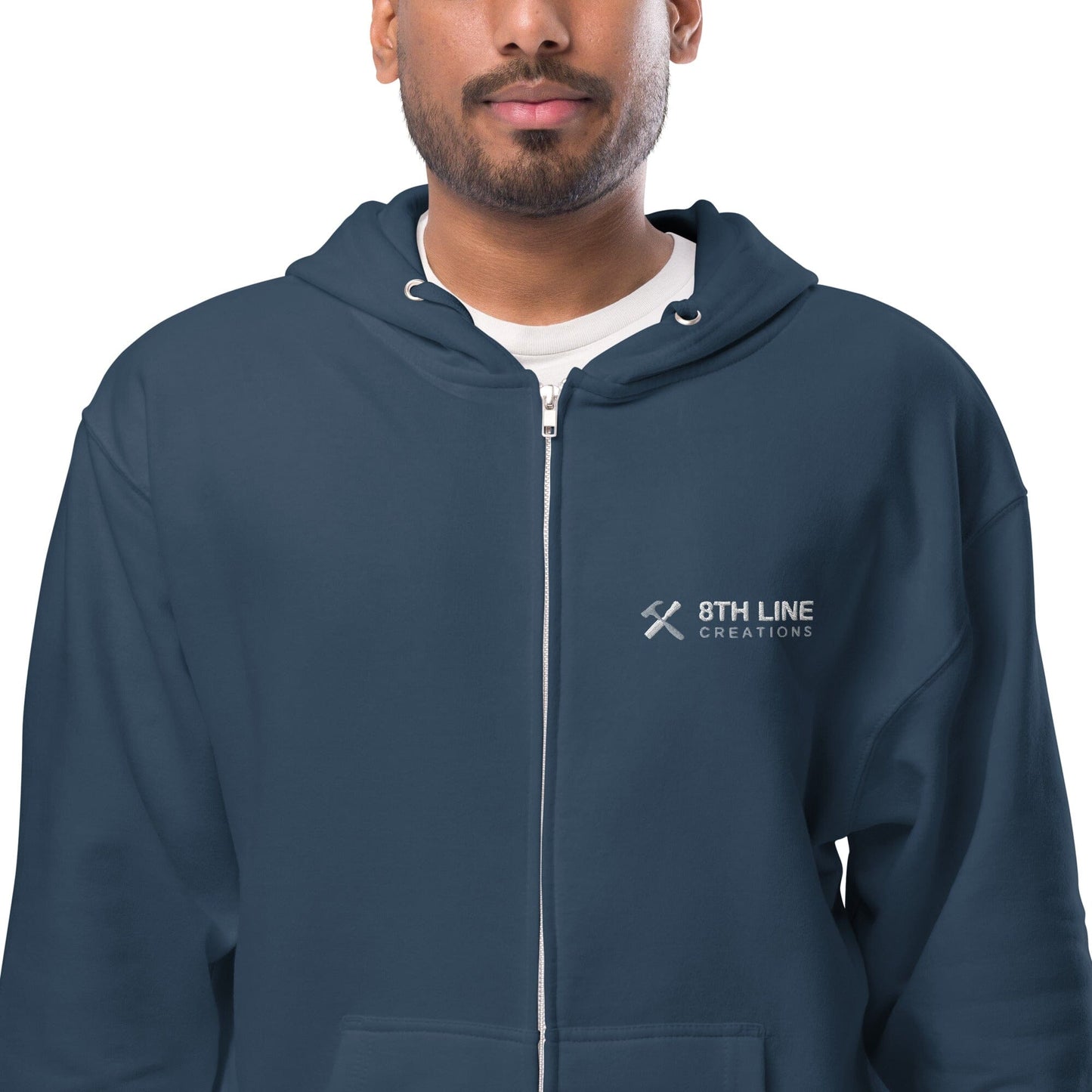 8th line Unisex fleece zip up hoodie 8th Line Creations Navy S 