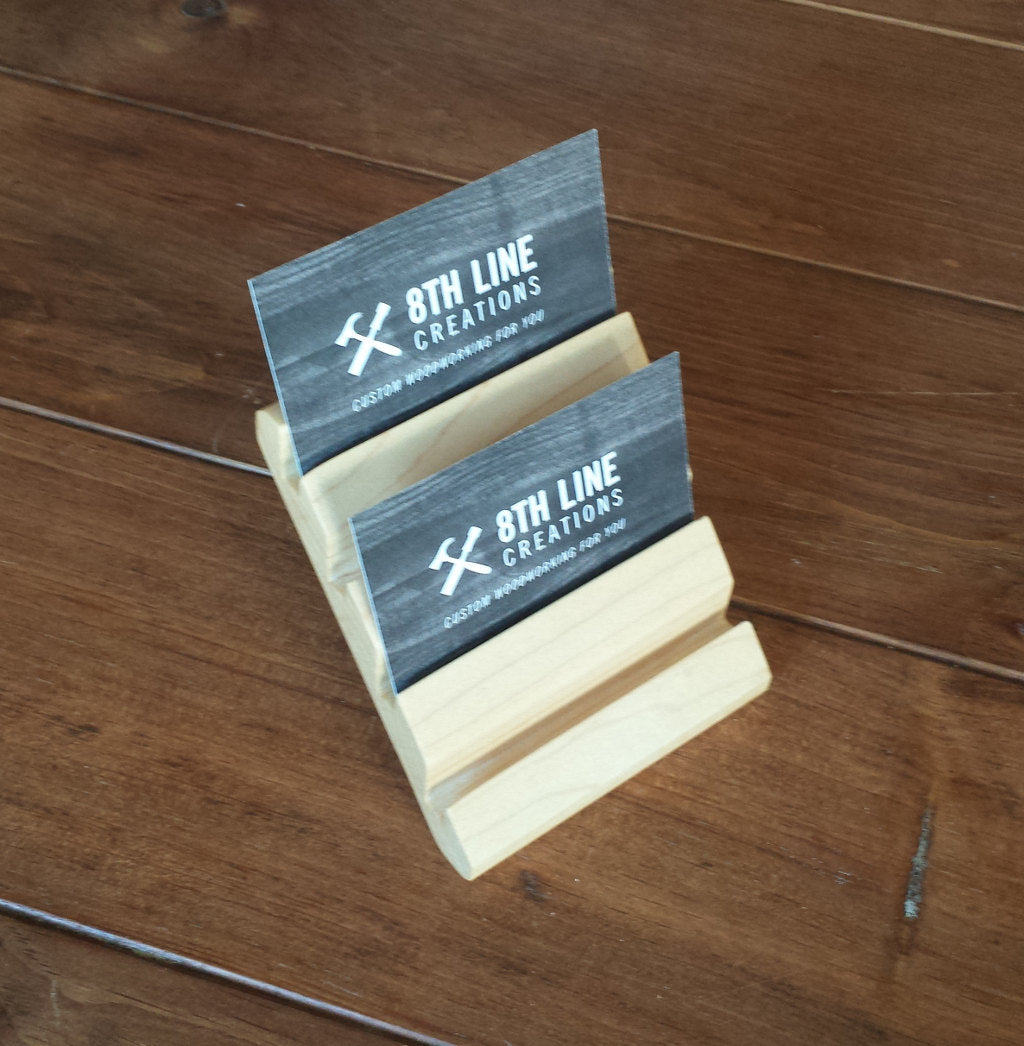 Business Card Holder - 4 Card - Solid Maple Business Card Stands 8th Line Creations 