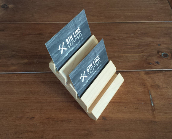 Business Card Holder - 4 Card - Solid Maple Business Card Stands 8th Line Creations 