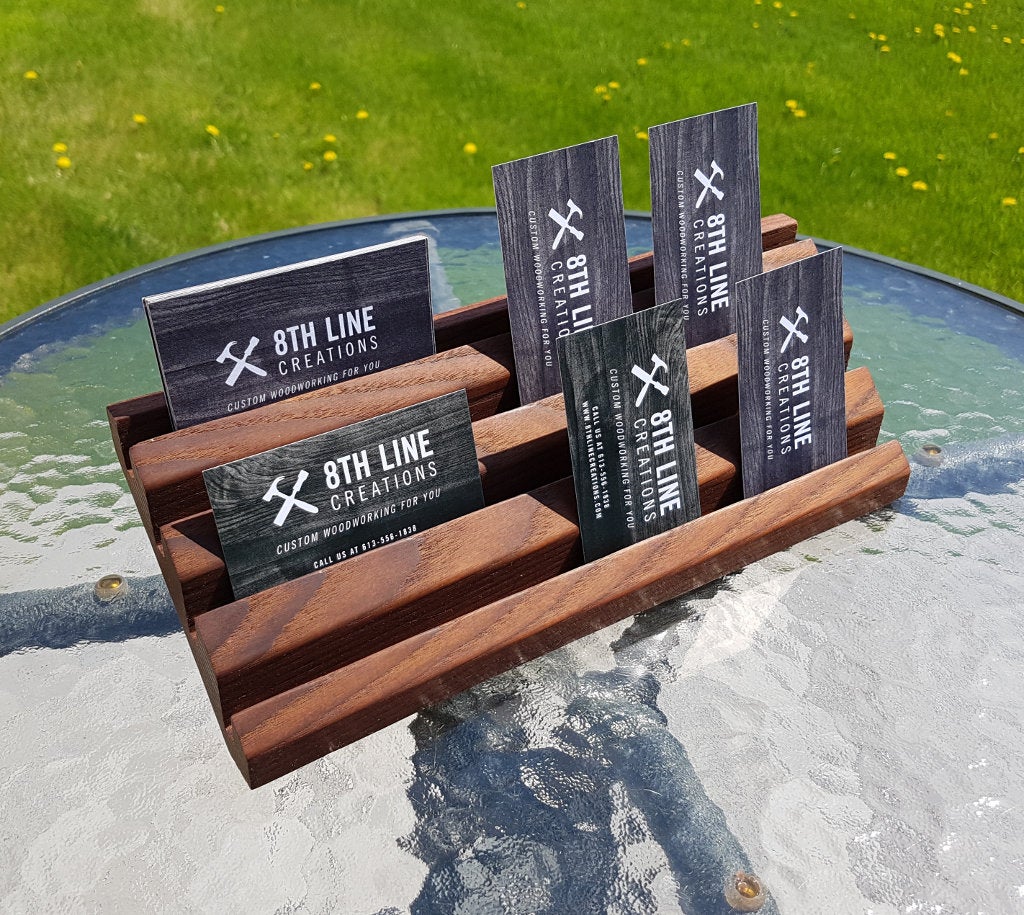 Wood Business Card Display, Gift Card Display ,Gift Card Holder, Business Card Holder, Smoked Ash, 12 Cards