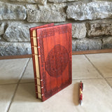 Celtic Knot Coptic Stitched Personalised Wooden Journal - Padauk Custom Carved Diaries, Guest Books, Journals and Notebooks 8th Line Creations 