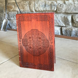 Celtic Knot Coptic Stitched Personalised Wooden Journal - Padauk Custom Carved Diaries, Guest Books, Journals and Notebooks 8th Line Creations 