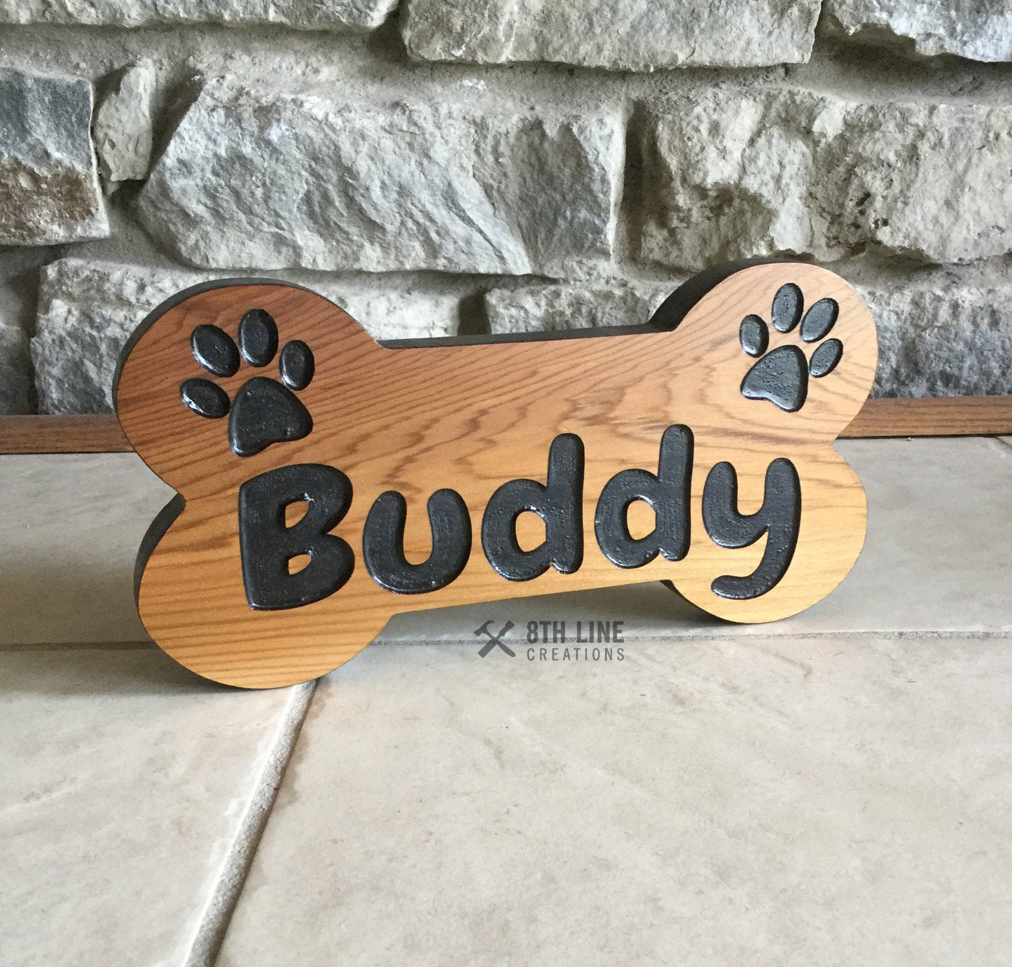 Custom dog bone sign, Dog Gift Ideas, Pet Loss, personalized sign, pet name sign, cedar sign, Father's Day Gift Ideas Custom Carved Wood Signs 8th Line Creations 