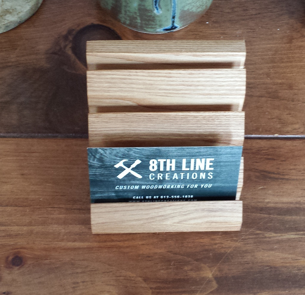 Handcrafted Wooden Business Card Holder - 4 Card - Ash Business Card Holders 8th Line Creations 