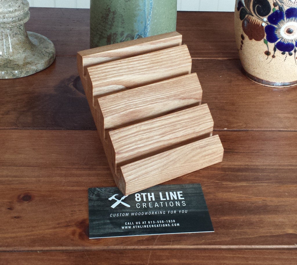 Handcrafted Wooden Business Card Holder - 4 Card - Ash
