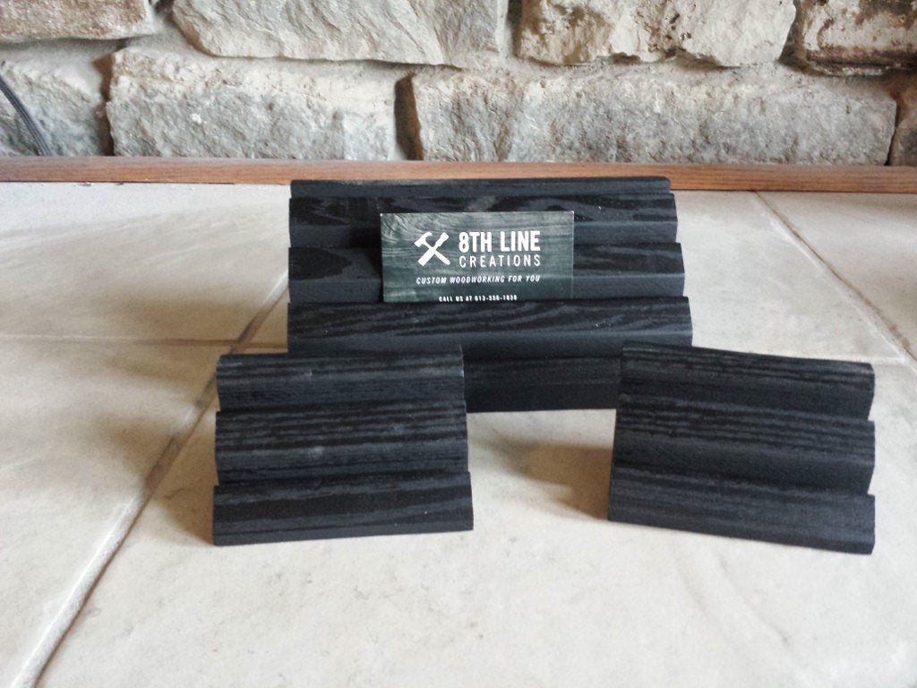 Handcrafted Wooden Business Card Holders - Set of 3 - Black Business Card Stands 8th Line Creations 