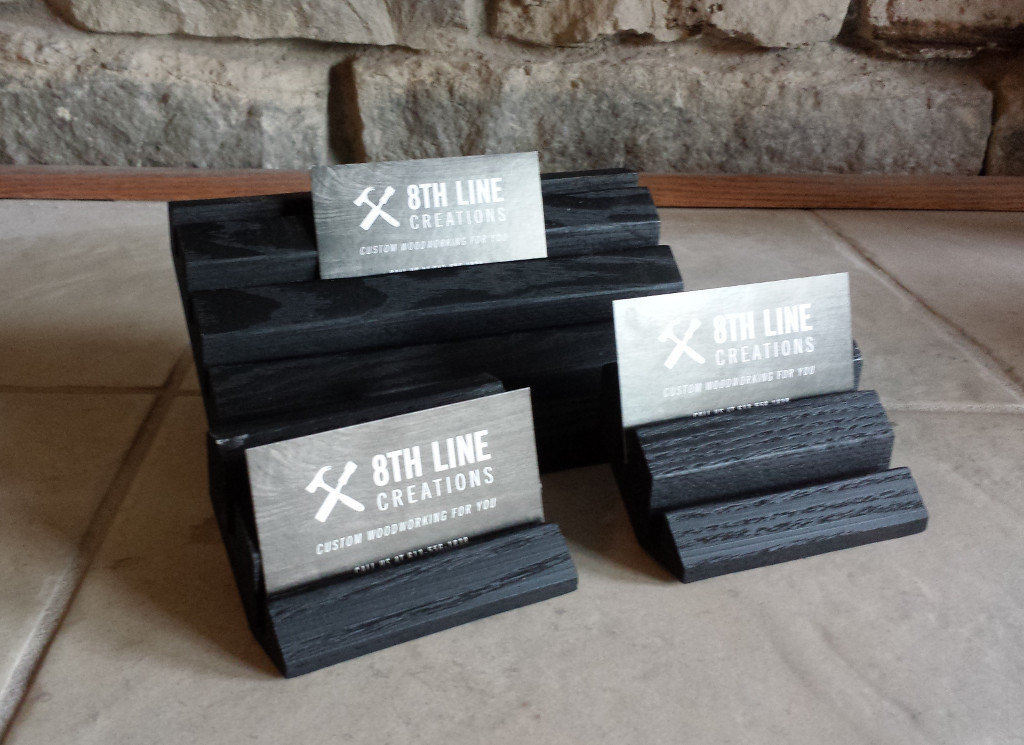 Handcrafted Wooden Business Card Holders - Set of 3 - Black Business Card Stands 8th Line Creations 