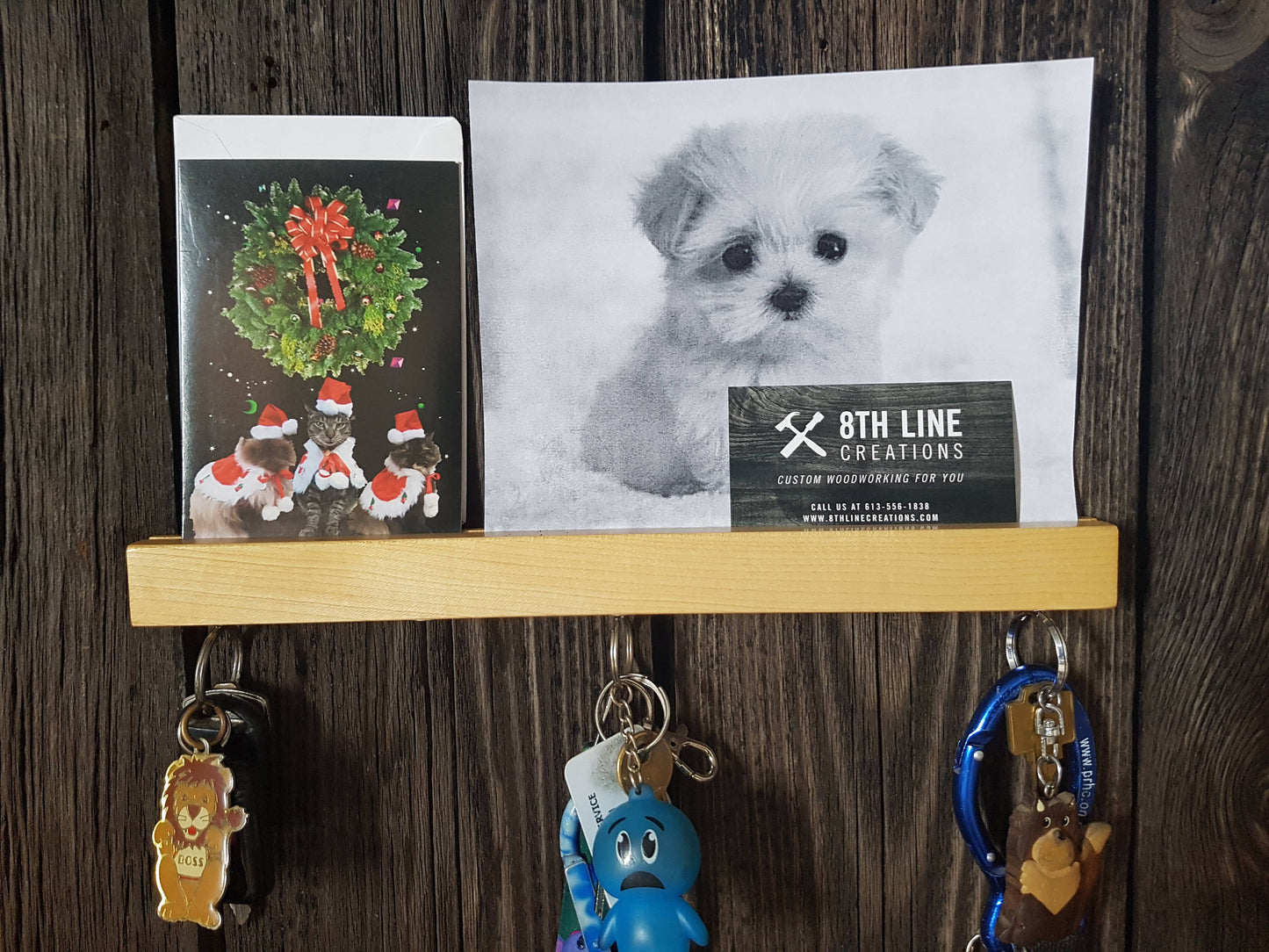 Magnetic Wall Mounted Key Holder - 12" - Maple Magnetic Key Racks 8th Line Creations 