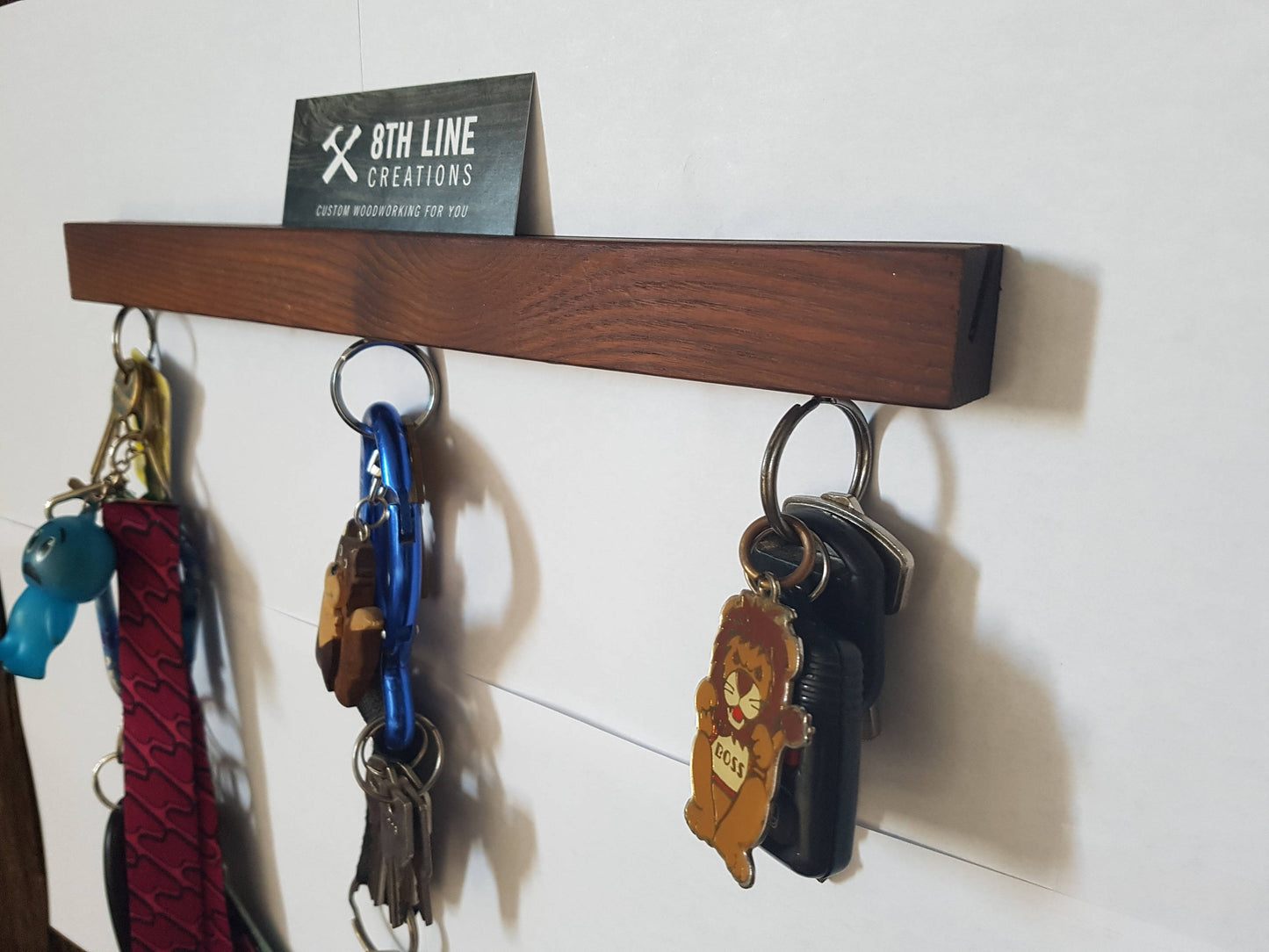 Magnetic Wall Mounted Key Holder - Smoked Ash - 12" Magnetic Key Racks 8th Line Creations 