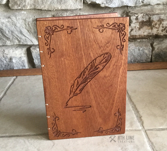 Personalised Diary / Journal - Sapele (Mahogany) Custom Carved Diaries, Guest Books, Journals and Notebooks 8th Line Creations 