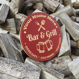 Personalised Wooden Bar and Grill Sign Custom Carved Wood Signs 8th Line Creations 
