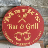 Personalised Wooden Bar and Grill Sign Custom Carved Wood Signs 8th Line Creations 