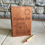 Personalized Bucket List Journal / Diary - Sapele (Mahogany) - Coptic Stitched Custom Carved Diaries, Guest Books, Journals and Notebooks 8th Line Creations 