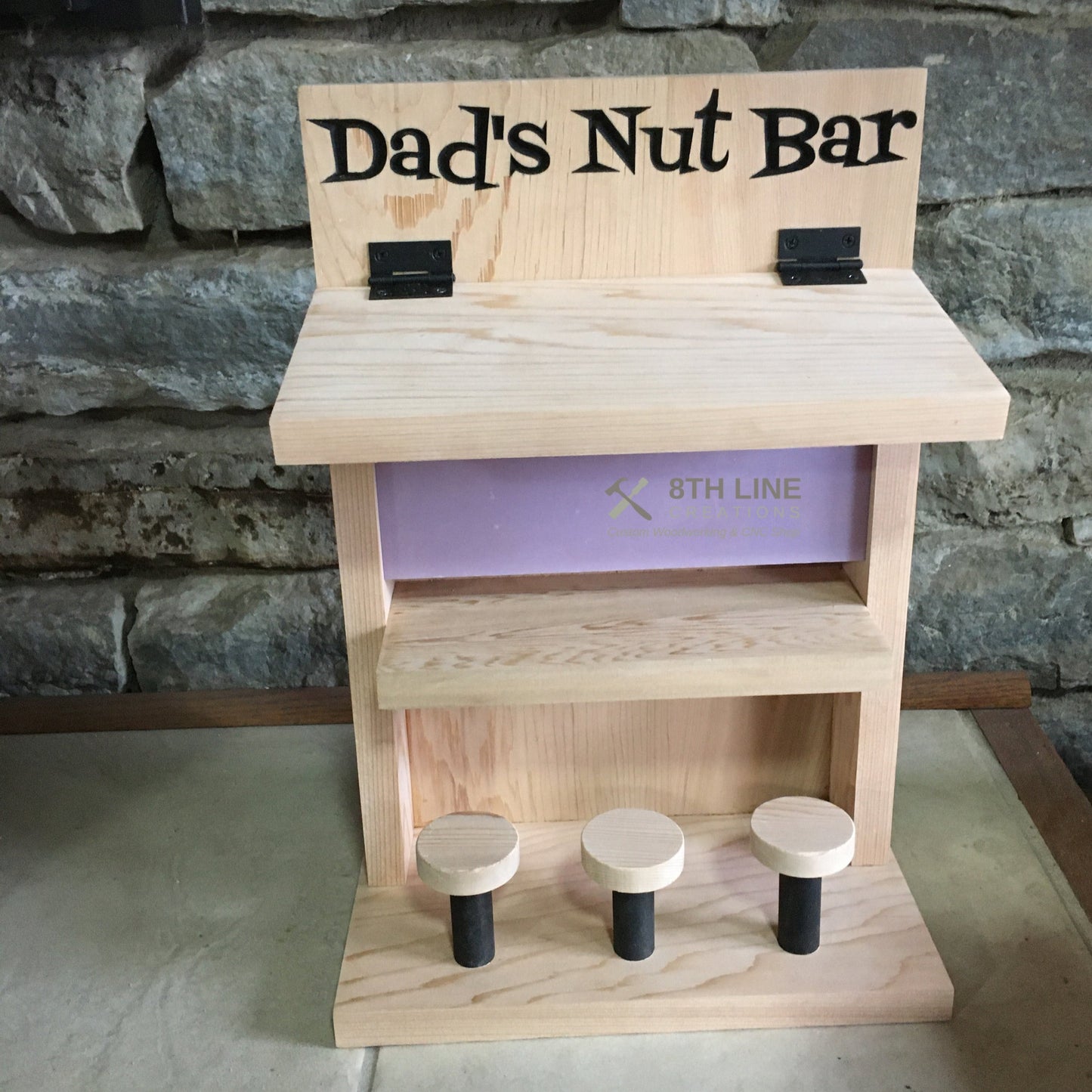 Personalized Chipmunk Feeder, squirrel feeder, Nut Bar, bird feeder, unique Father's day gift 'Nut Bar' Chipmunk feeder 8th Line Creations 