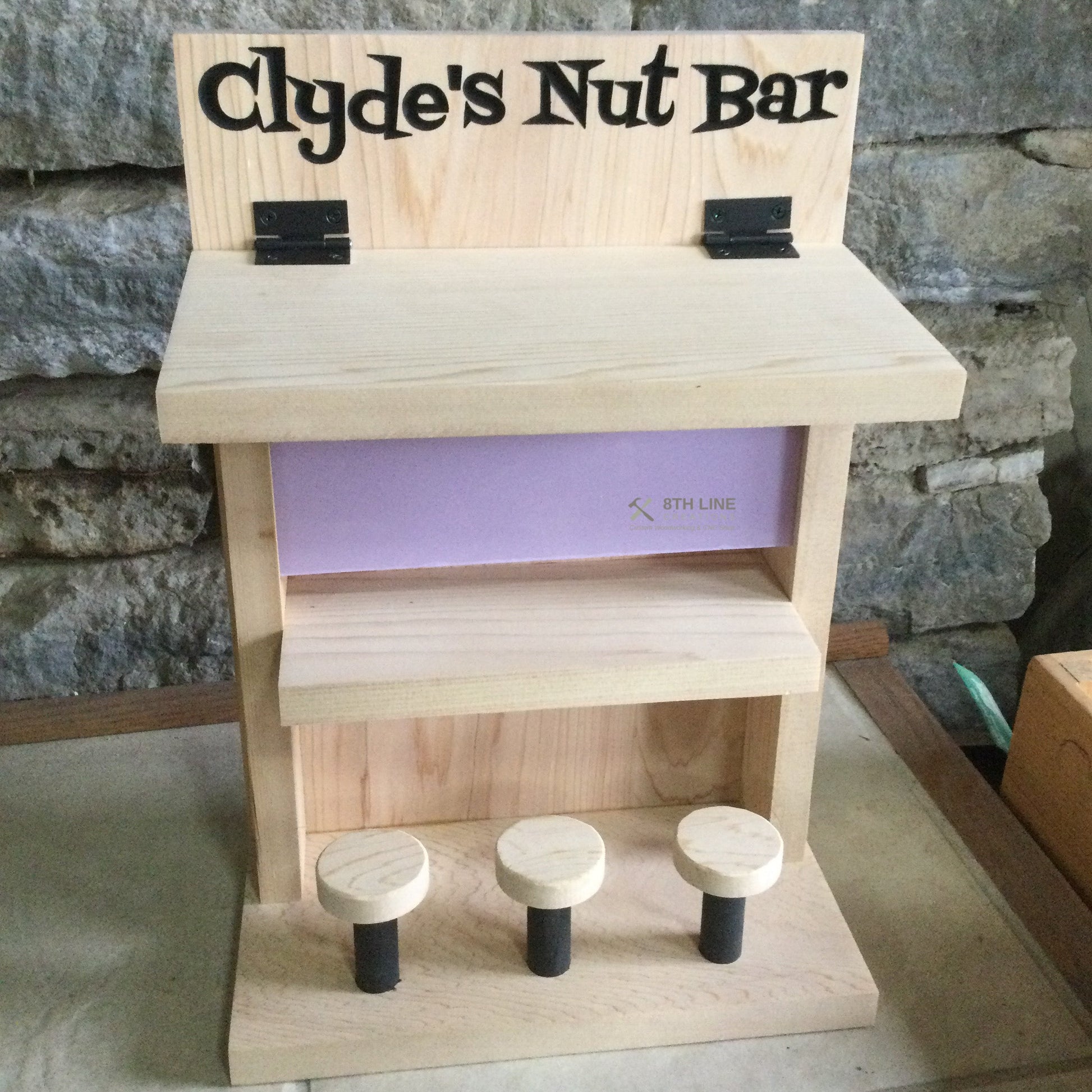 Personalized Chipmunk Feeder, squirrel feeder, Nut Bar, bird feeder, unique Father's day gift 'Nut Bar' Chipmunk feeder 8th Line Creations 