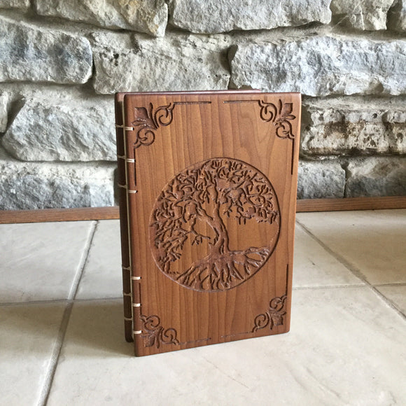 Personalized journal, Tree of life, diaries, Father's day gift, wooden book, Personal Diary, smoked poplar, Coptic stitched Custom Carved Diaries, Guest Books, Journals and Notebooks 8th Line Creations 