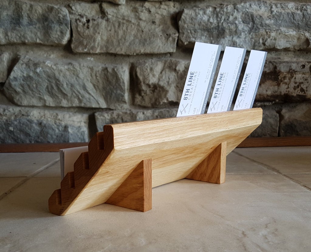 Wood Business Card Holder - 12 Card - Ash Business Card Stands 8th Line Creations 