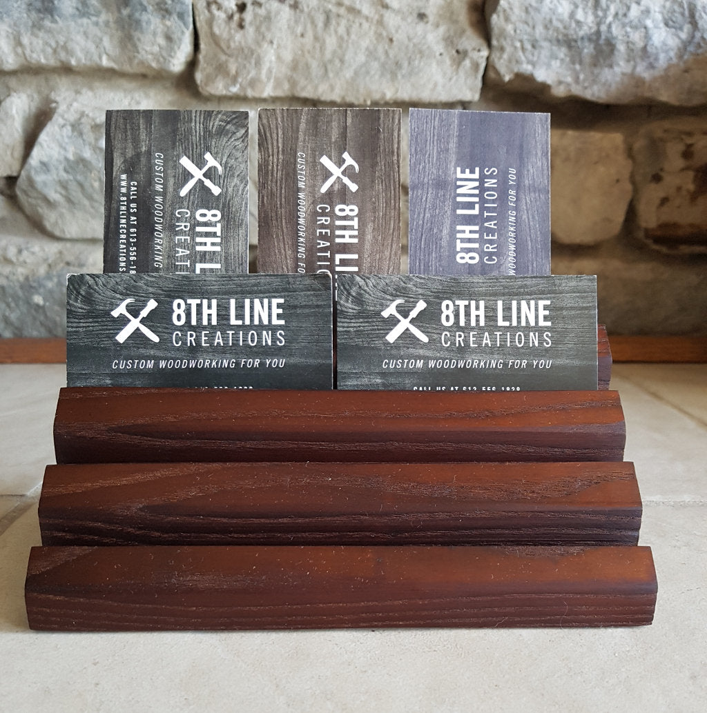 Wood Business Card Stand - 8 Card - Smoked Ash Business Card Holders 8th Line Creations 