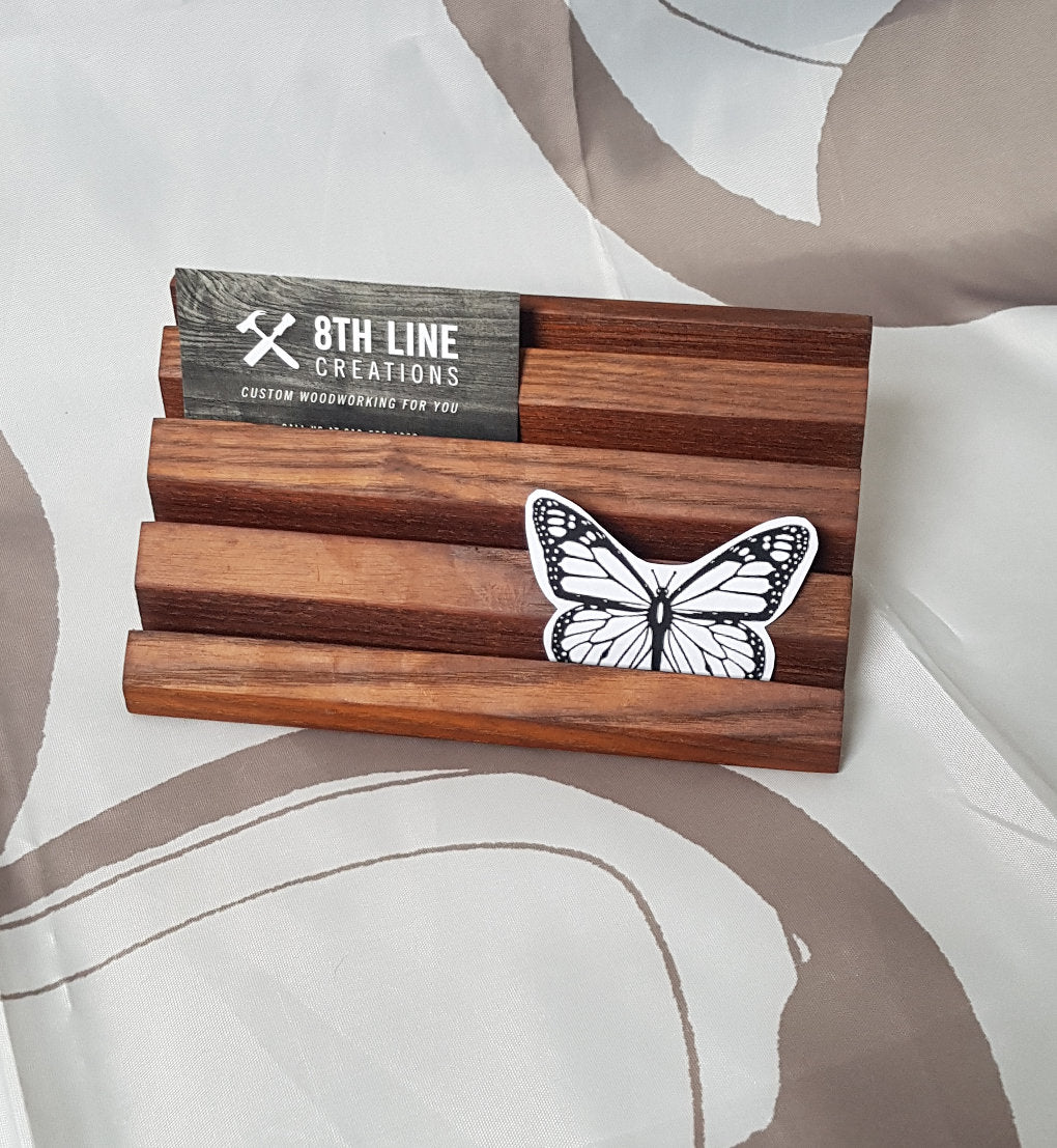 Wood Business Card Stand - 8 Card - Smoked Ash Business Card Holders 8th Line Creations 